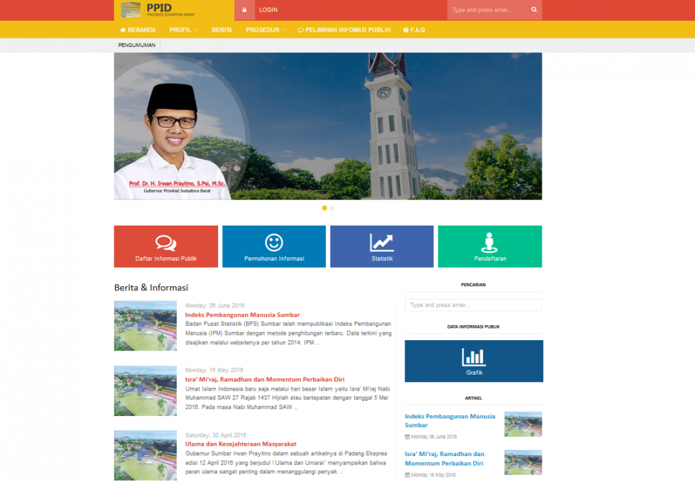 Website PPID Provinsi Sumatera Barat Hadir dengan Tampilan dan Fitur Terbaru