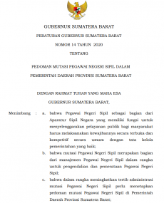 Pedoman Kepegawaian Pemerintah Provinsi Sumatera Barat